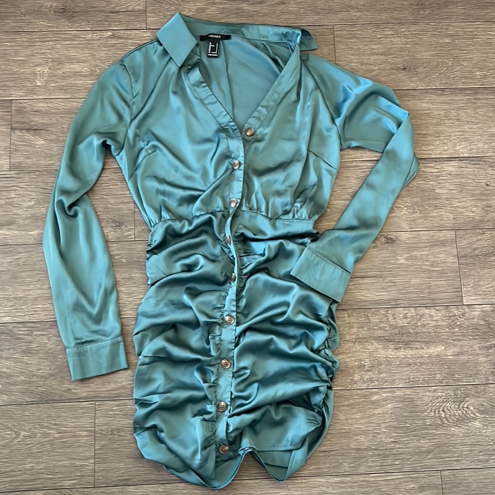 Ruched button down dress